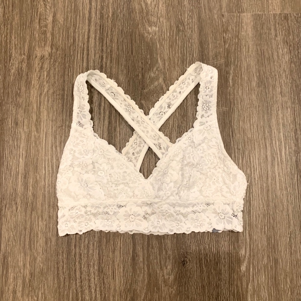Aerie White Cross Strap Back Bralette